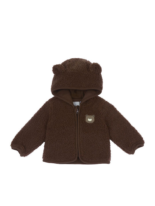 Kids Cotton Cardigan with Hood Brown 102991-066-9-12M