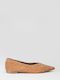 Super Mode Wildleder Damen Ballerinas Spitz zulaufend Braun