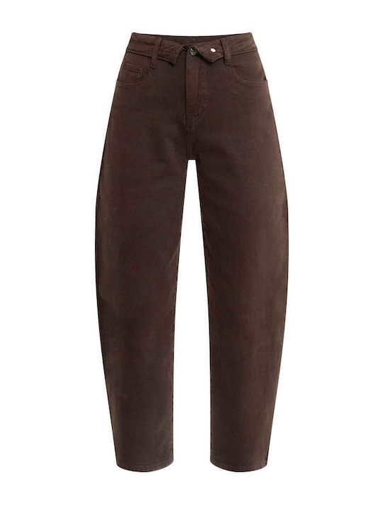 Celestino Women's Jeans Barrel High Rise Loose Fit Brown Celestino Women's Jeans Barrel High Rise Loose Fit Brown