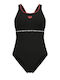 Swim Pro Back Athletic Swimsuit Black-calypso Coral