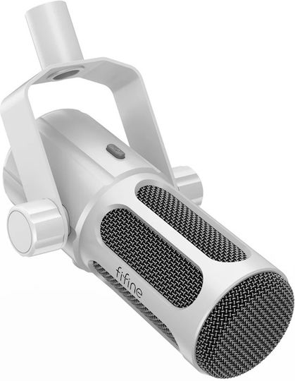 Fifine Tank 6 Dynamic Microphone XLR Shock Mounted in White Color