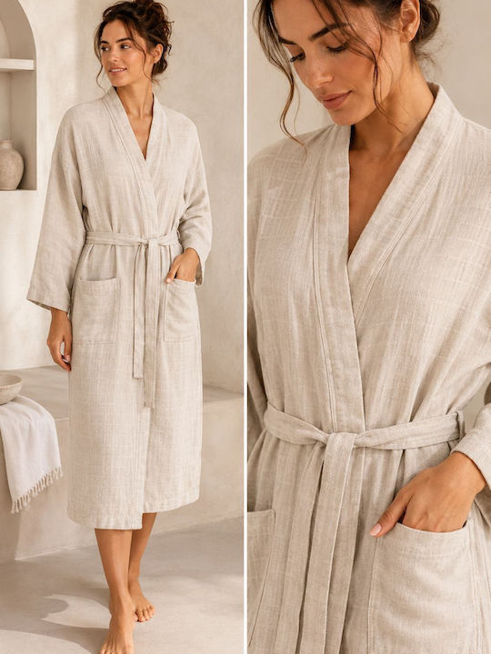 Blanc de Blanc Halat de baie Linen Cotton 200gr/m²