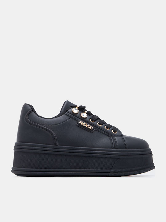 Luigi Γυναικεία Flatforms Sneakers Μαύρο