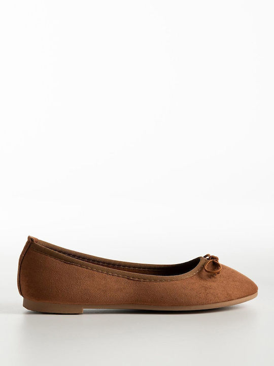 Bozikis Suede Γυναικείες Μπαλαρίνες Καφέ