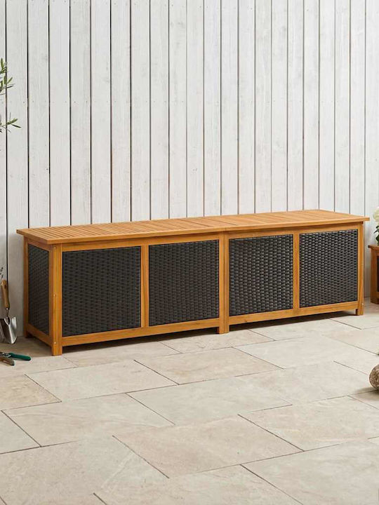 vidaXL Μπαούλο Αποθήκευσης Εξωτερικού Χώρου Rattan 185lt Μαύρο Μ200xΠ50xΥ56εκ. vidaXL Μπαούλο Αποθήκευσης Εξωτερικού Χώρου Rattan 185lt Μαύρο Μ200xΠ50xΥ56εκ.