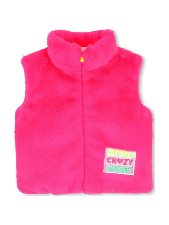 Kids Casual Sleeveless Short Pink Jacket