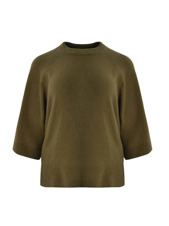 Mat Fashion Pulover Damă Cu Mânecă 3/4 Kaki