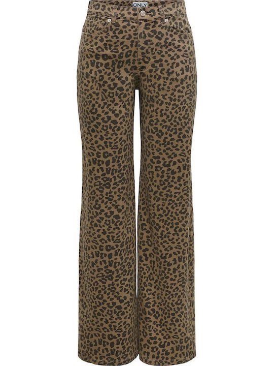 Only Damen Jeans Hosen in Breit Bein Stil Braun