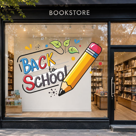 Αυτοκόλλητο Βιτρίνας - Τοίχου - Back To School 9 - 80cm X 67cm