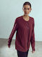 Celestino Set Pulover Cardigan Fără Mâneci Pentru Femei Burgundy