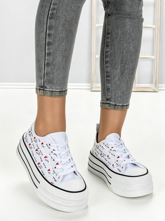 Adidași Flatforms Pentru Femei Albi