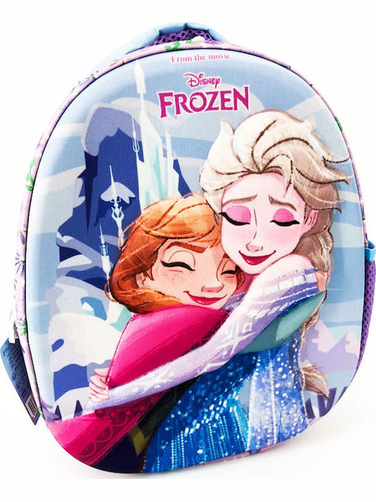 Setino 3D Frozen School Backpack for Kindergarten with Water Bottle Holder Light Blue