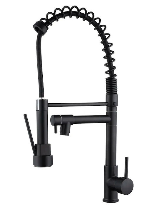 Kitchen Faucet Counter with Pull-Out Spray Black