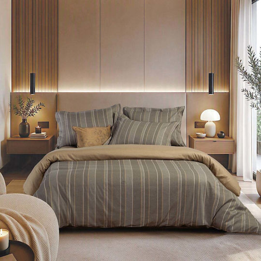 Nef-Nef Homeware Подредба Кралица 4 Бройки 240x270+35см Оливково/Сиво Чаршафи