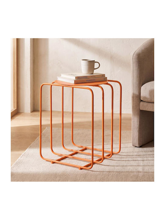 Square Metal Orange Side Table W30xD36xH30cm