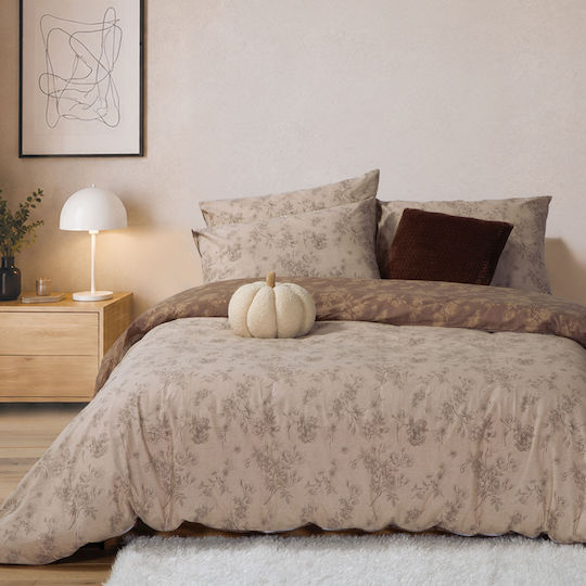 Nef-Nef Homeware Комплект Плик за Завивка 100% Памук 170x240cm Единичен с Калъфка за Възглавница Dream Brown
