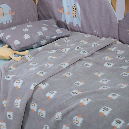 Nef-Nef Homeware Одеяло за гушкане и люлка Elephants 26 Флийс Сив 75x110см.