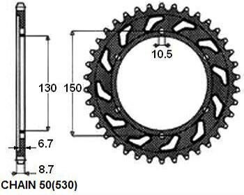 Κορώνα Κίνησης Πίσω Μοτοσυκλέτας Sunstar Jtr859-40