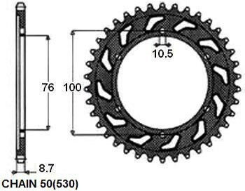 Задна Коронна Зъбна Моторциклетна Sunstar Jtr816-38