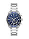 Breeze Men's Chronograph Battery Watch with Silver Stainless Steel Bracelet