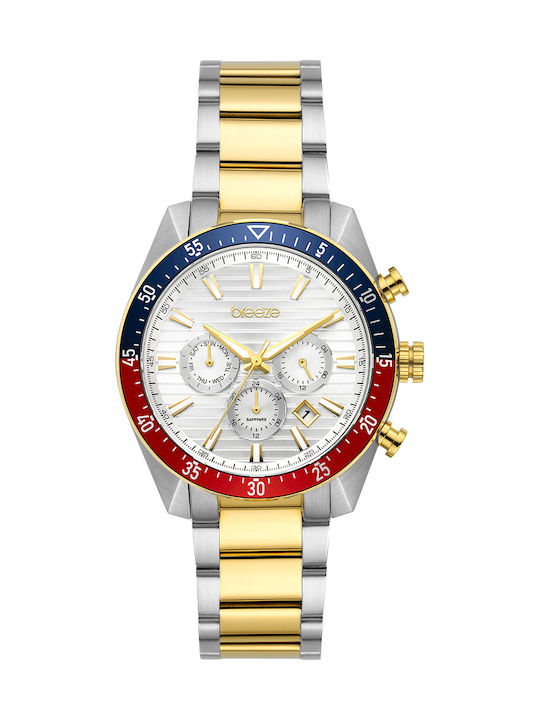 Breeze Men's Chronograph Battery Watch with Silver Steel Bracelet