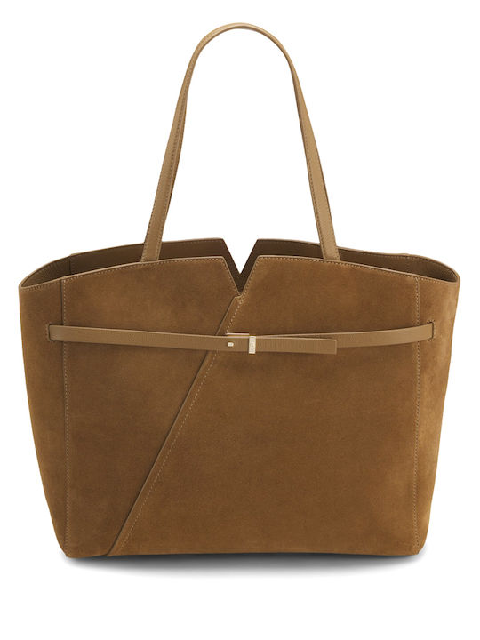 Revers Leder Damen Tote Tasche Wildleder Puro