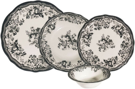 Hermia Alb Porțelan Set de Vase 24buc