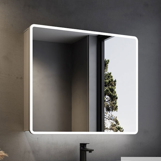 Luminor Огледало за баня LED Touch от метал с шкаф 80x70cm
