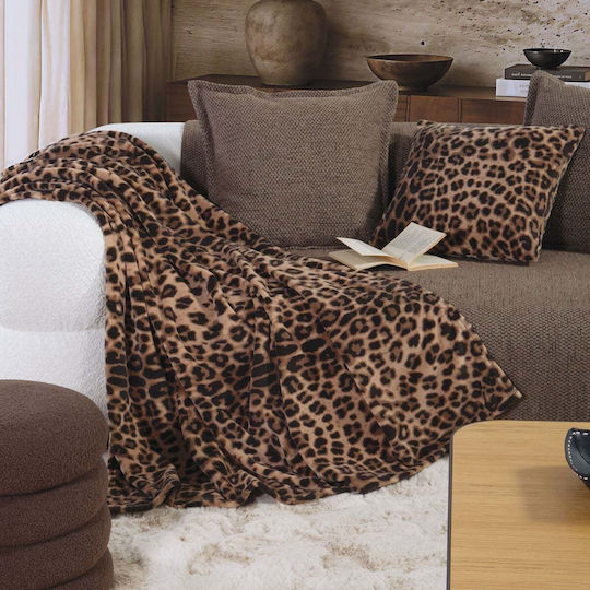 Nef-Nef Homeware Cheetar Одеяло Полар За Канапе 130x180см Кафяво