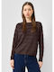 Damen Bluse Gestreift Braune