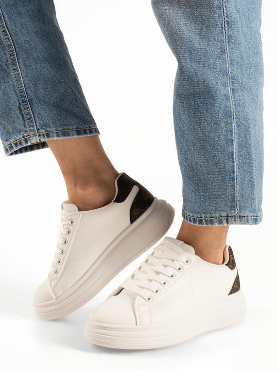 Adidași Flatforms Pentru Femei Albi