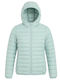 Kids Casual Short Hooded Green Coat