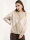 Μακριά Γυναικεία Ζακέτα Πλεκτή με Κουμπιά Khaki/camel