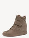 Leder Damen Stiefeletten mit Plattform Braun