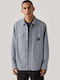 Worker Long Sleeve Denim Shirt in Wide Fit Dark Wash