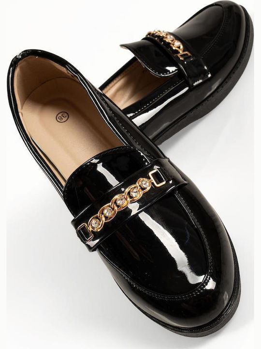 Patent Leather Women's Loafers In Gold Colour