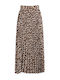Celestino Fustă Pentru Femei Plisată Leopard Loose Fit Maro