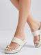 Leder Flache Damen Sandalen Flatforms Weiße