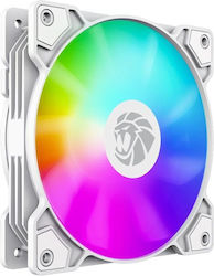 GameMax FN12A-S5 Gehäuselüfter 120mm (1600rpm / 41cfm) mit RGB-Beleuchtung und Verbindung 3-polig / 4-Pin PWM Weiß
