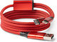 Usb USB To Type-C / Lightning Кабел Червен IA1760S160