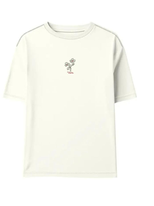 Women's T-shirt Floral Ecru