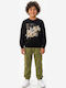 Kids Sweatpants Set With Top Black/Khaki