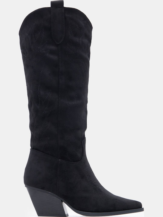 Women's Cowboy Boots with Mid Heel Black