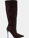 Wildleder Damenstiefel mit hohem Absatz Braun