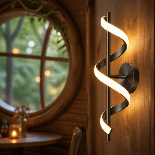 Lampă de perete modernă cu LED integrat și lumină alb cald Negru 12x40x40cm
