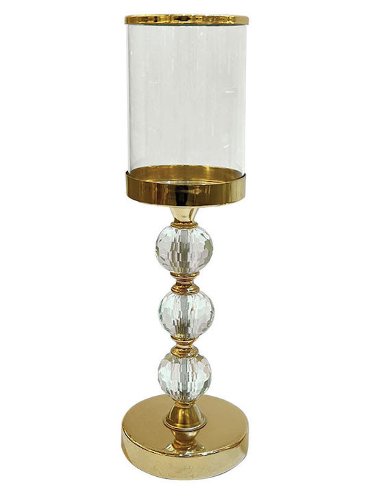 Marhome Kerzenhalter Glas in Gold Farbe 12x12x40,5cm