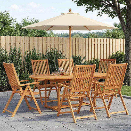Garten- und Outdoor-Möbelset 8 Stück Vidaxl mit Sonnenschirmhalter