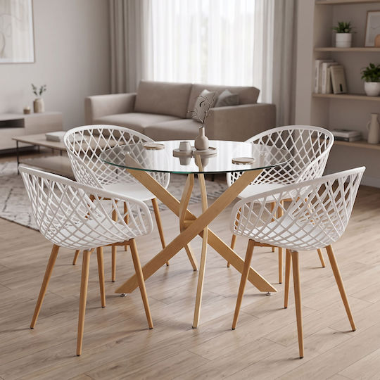 Ezra 5 Stück Garten- und Outdoor-Möbelsets für klassische Veranda mit Weißer Herstellerfarbe