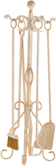 Zogometal Zogometal Fireplace Tool Set with Stand Holder Set Cream Patina Copper