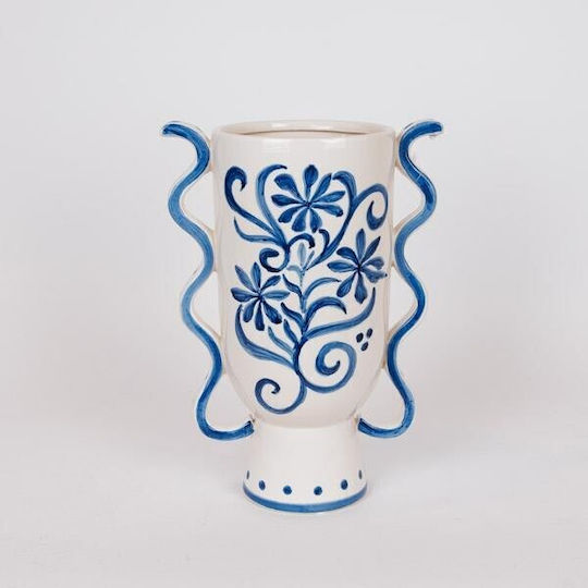 Eurolamp Dekorative Keramik Vase Blau 22,5x14xH31cm